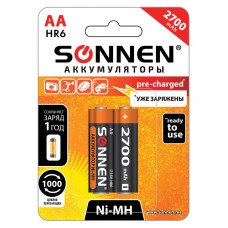 Батарейки аккумуляторные Sonnen HR06 (АА) Ni-Mh 2700 mAh 2 шт (454235)