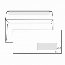 Конверты почтовые Е65 правое окно, отрывная полоса, 1000 шт