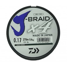 Леска плетеная Daiwa J-Braid X4 270м 0,17мм (8,4кг) зеленая