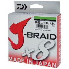 Леска плетеная Daiwa J-Braid X8 135м 0,06мм зеленая