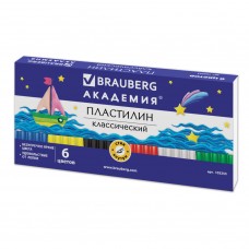 Пластилин классический Brauberg 6 цветов 120 г со стеком 103253