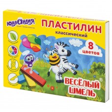 Пластилин классический Юнландия Веселый Шмель 8 цветов 120 г со стеком 105720