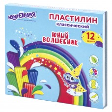 Пластилин классический Юнландия Юный Волшебник 12 цветов 240 г со стеком 105723