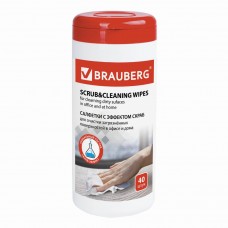 Салфетки влажные для глубокой очистки Brauberg Scrab&Cleaning 40 шт в тубе 513285